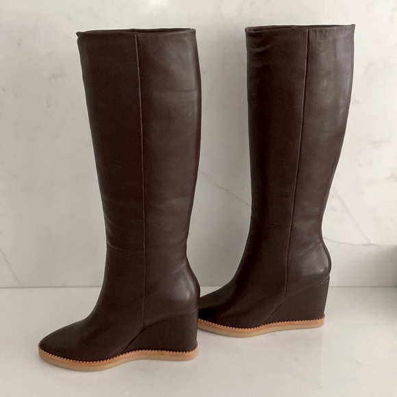 NWT Lola Cruz Wine x Anthroplogie Wedge Alicia to The Knee Boots - Picture 5 of 13